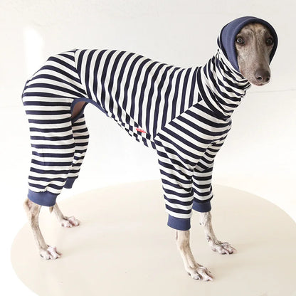 Striped Cotton Dog Pajamas for Italian Greyhounds & Whippets