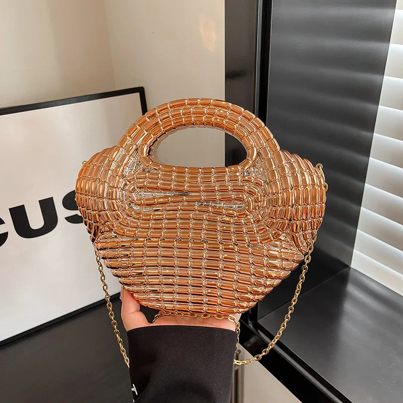 Metallic Acrylic Woven Handbag