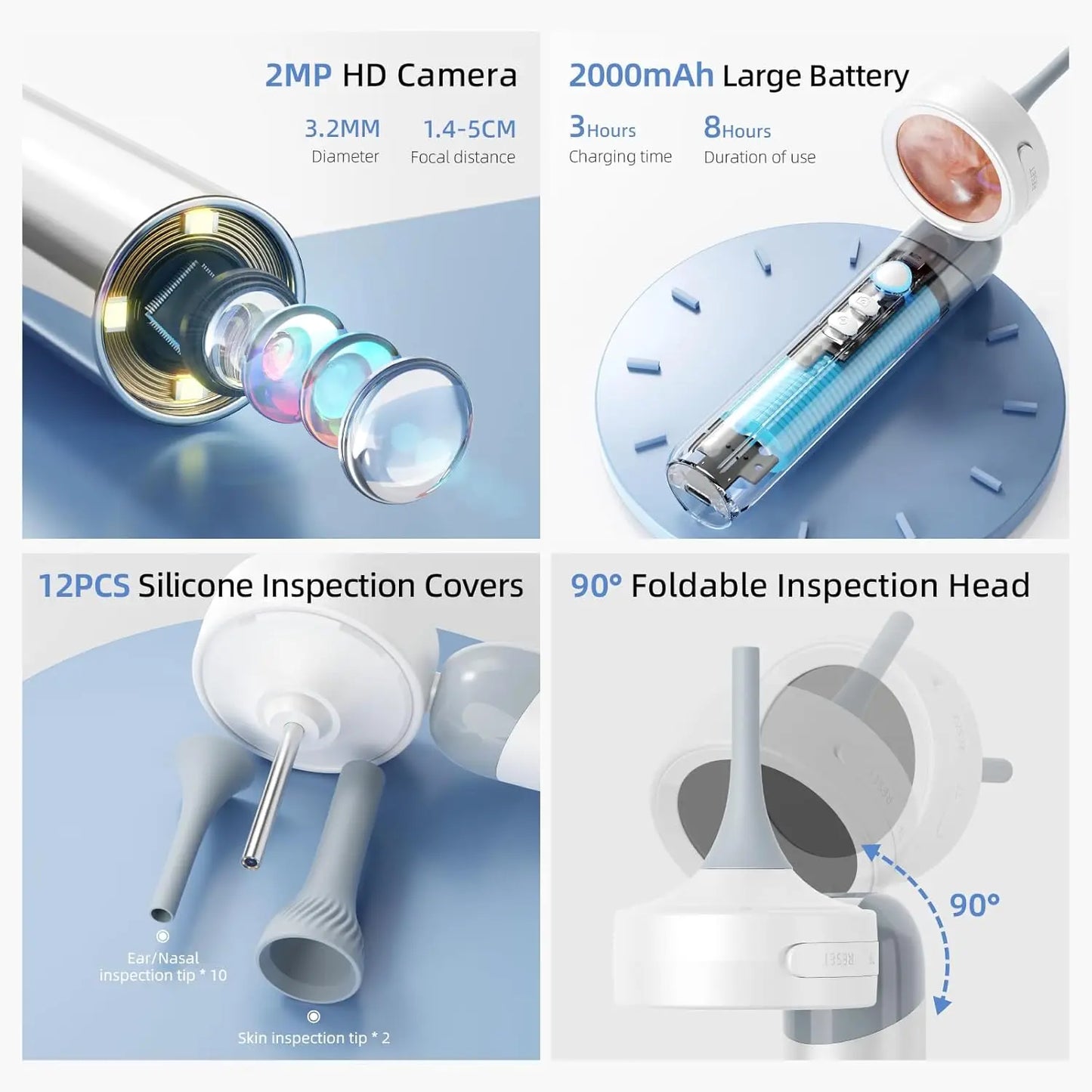 HD Digital Ear Camera Otoscope with Display