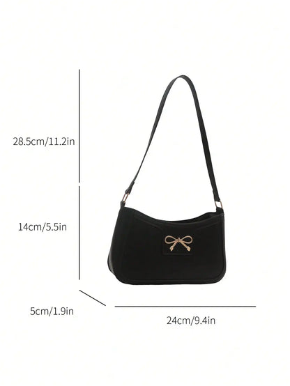 Women’s Bow Accent PU Leather Shoulder Bag