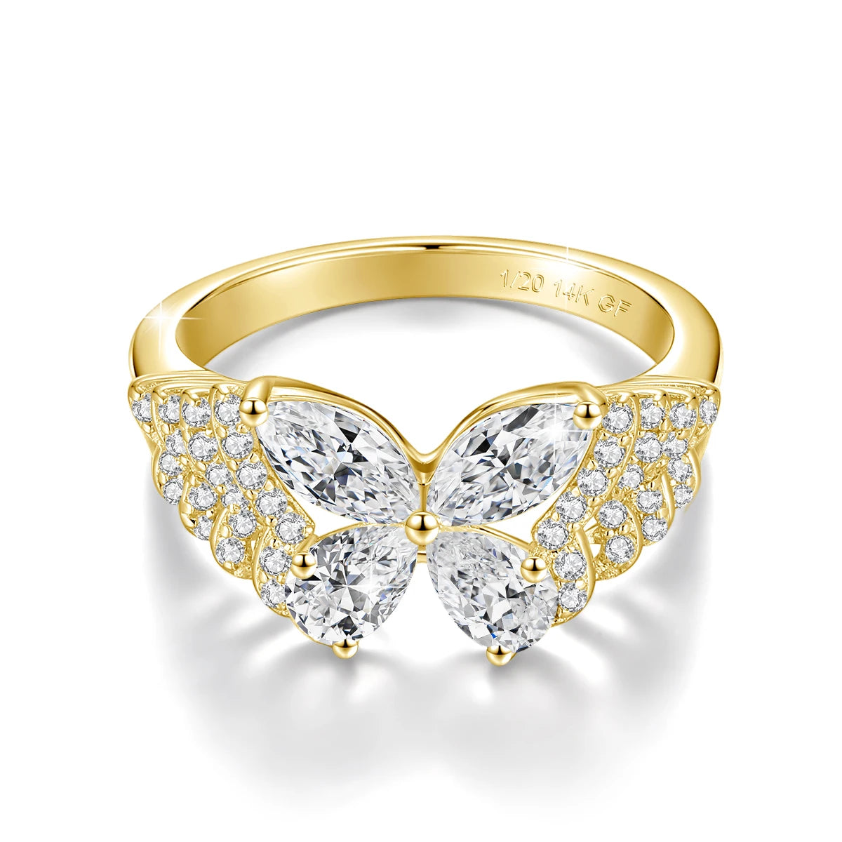 14K Gold-Filled Moissanite Butterfly Ring