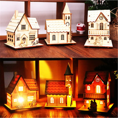 LED Wooden Christmas House Ornament