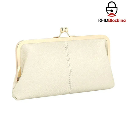 Genuine Leather Kiss Lock Wallet