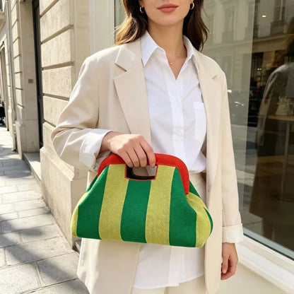 Striped Woven Knit Cosmetic Bag