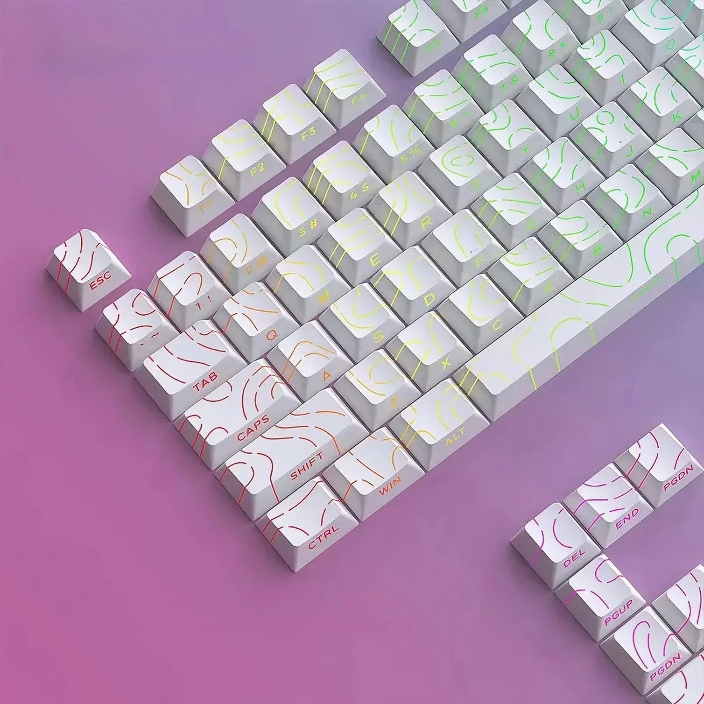Topographic 4.0 Shine-Through PBT Keycap Set – 98 Keys