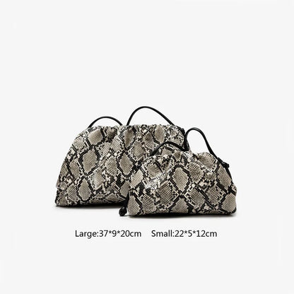 Snake Pattern Ruched Shoulder Bag