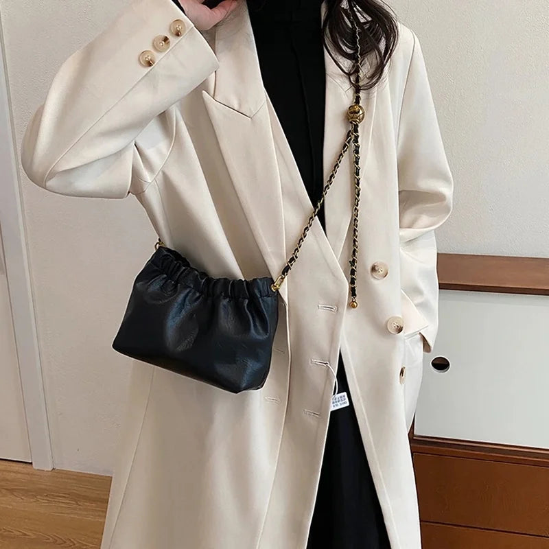 Pleated Chain Shoulder Bag for Women
