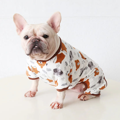Cartoon Print Fleece Dog Jumpsuit