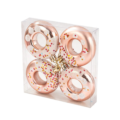 4-Piece Donut Christmas Ornament Set