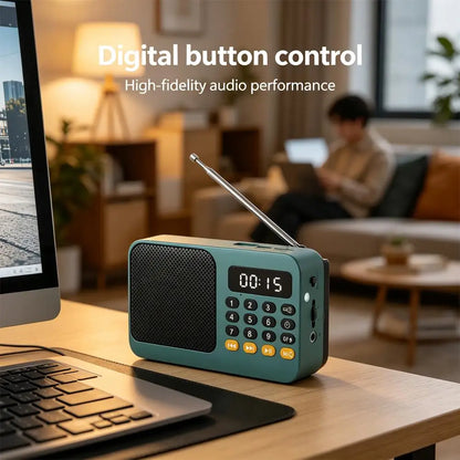 Portable FM Radio & Bluetooth Speaker with LED Light