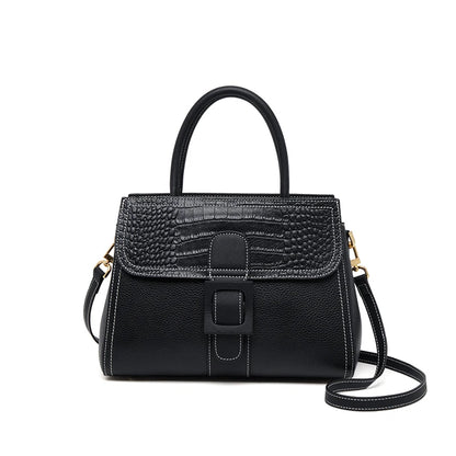 Luxury Cow Leather Doctor Style Tote Bag with Messenger Strap