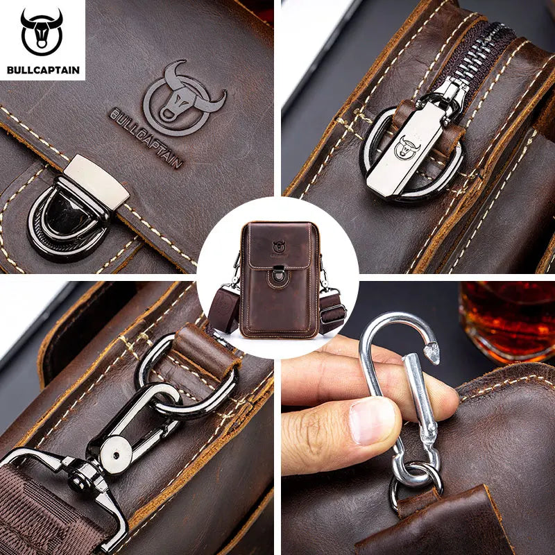 Crazy Horse Leather Waist Bag for Men