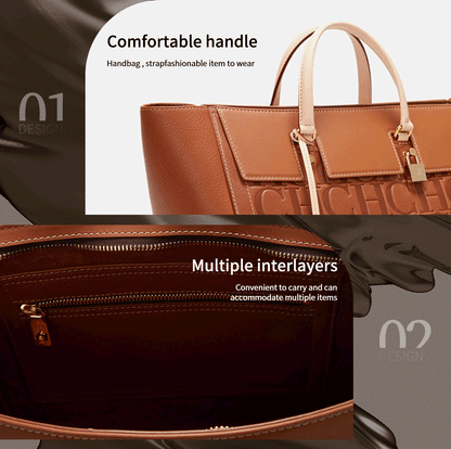 Large Capacity Embossed Tote Bag for Work, Office & Everyday Use