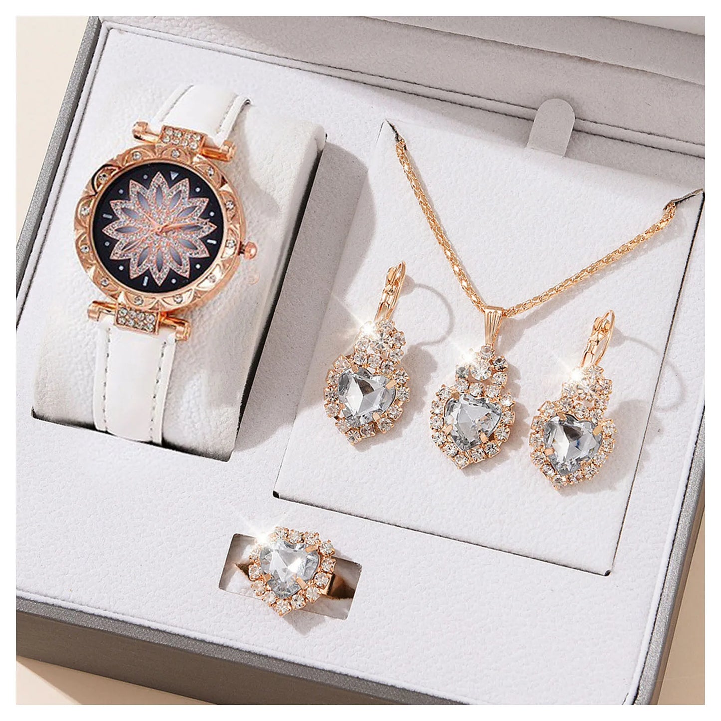 Crystal Bling Watch & Jewelry Gift Set for Women