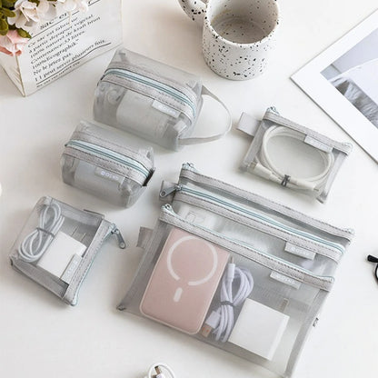 Transparent Mesh Storage Pouch Set