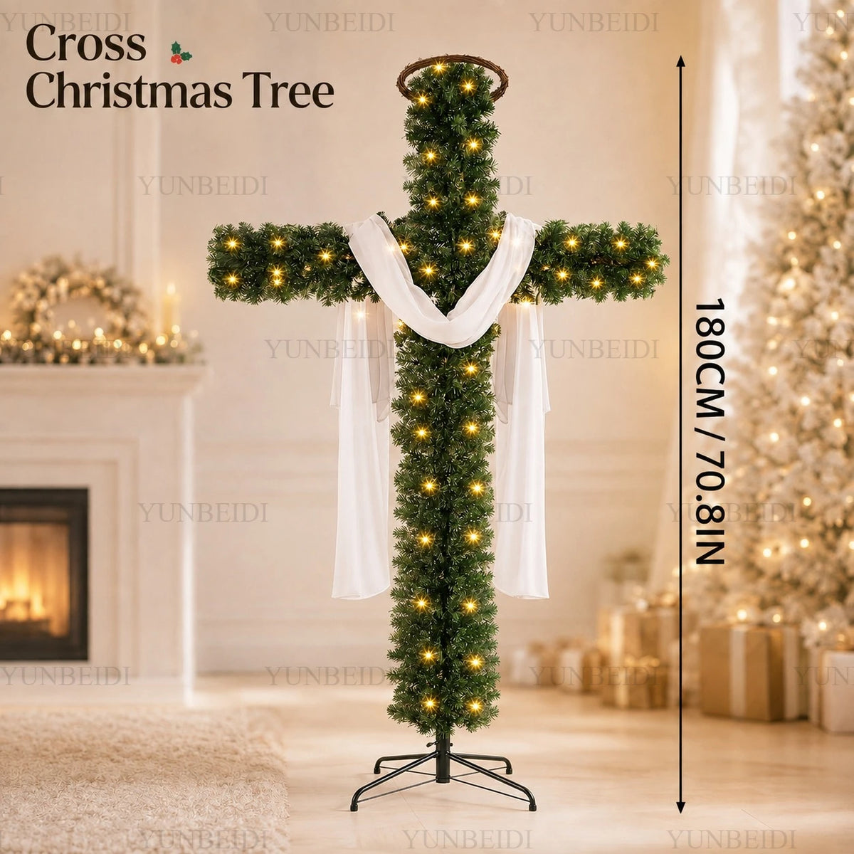 LED Cross-Shaped Christmas Tree
