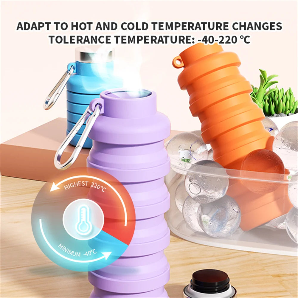 500ml Collapsible Silicone Sports Water Bottle