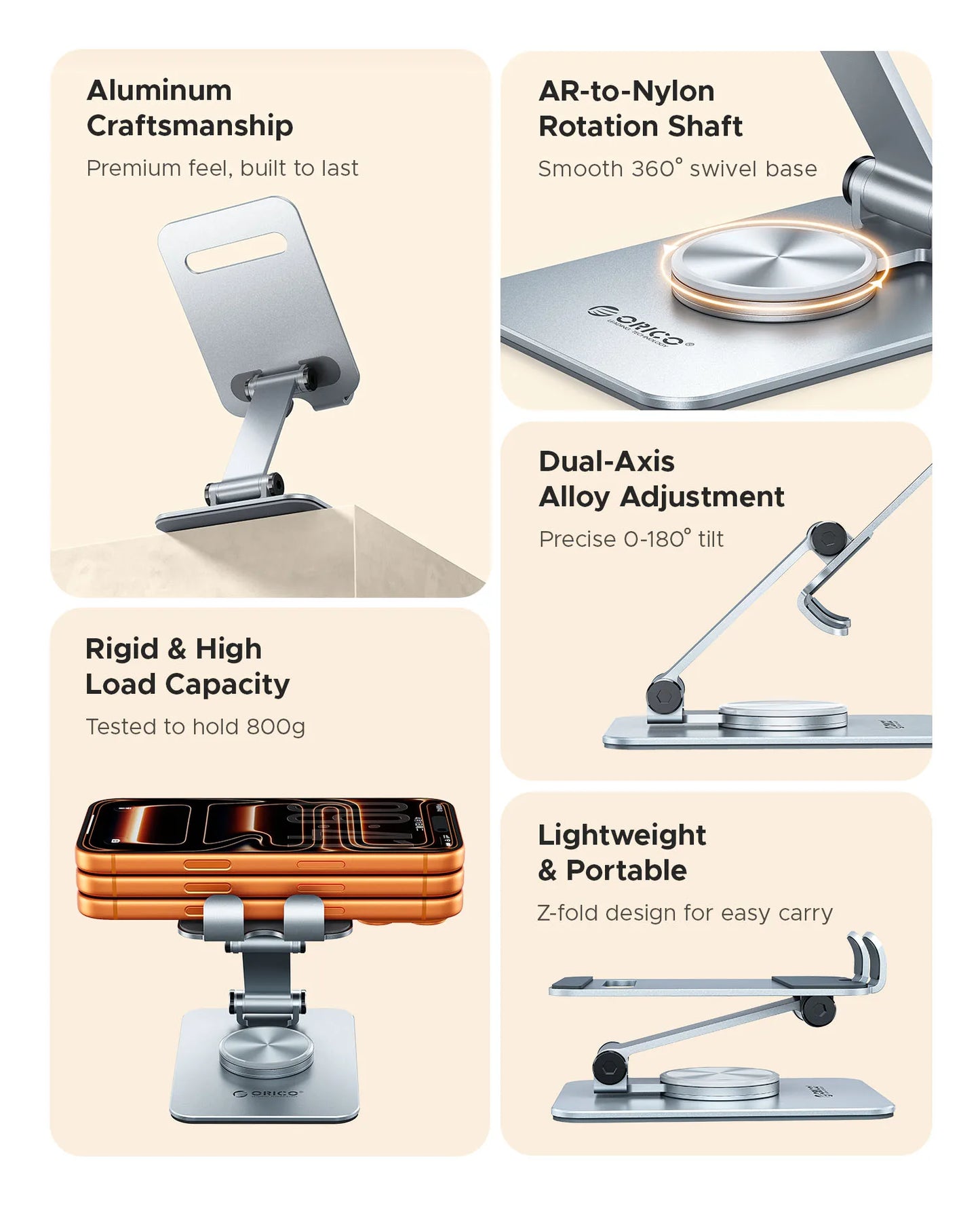 Aluminum 360° Rotating Phone Desk Holder