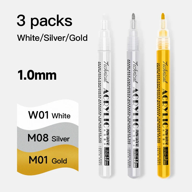 Metallic Acrylic Paint Marker Pens Set
