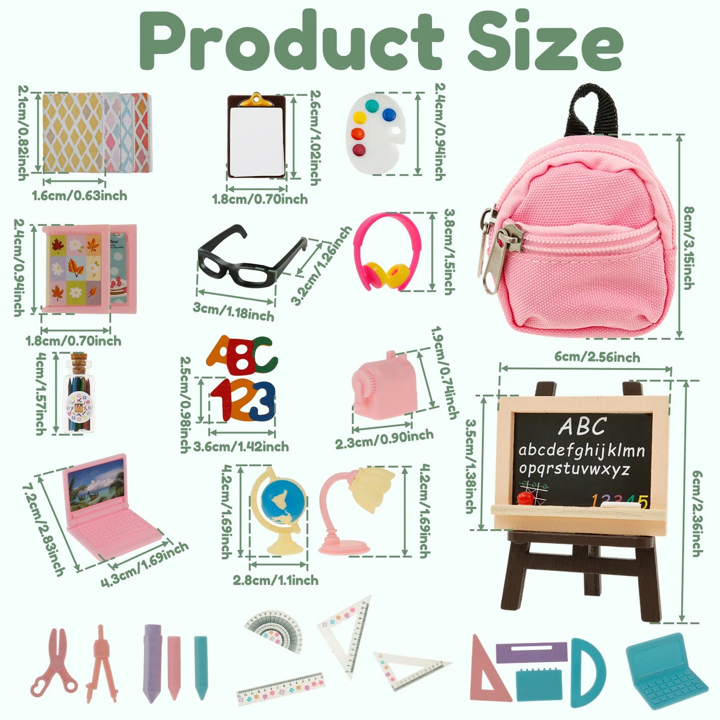 Mini Dollhouse School Supplies Set