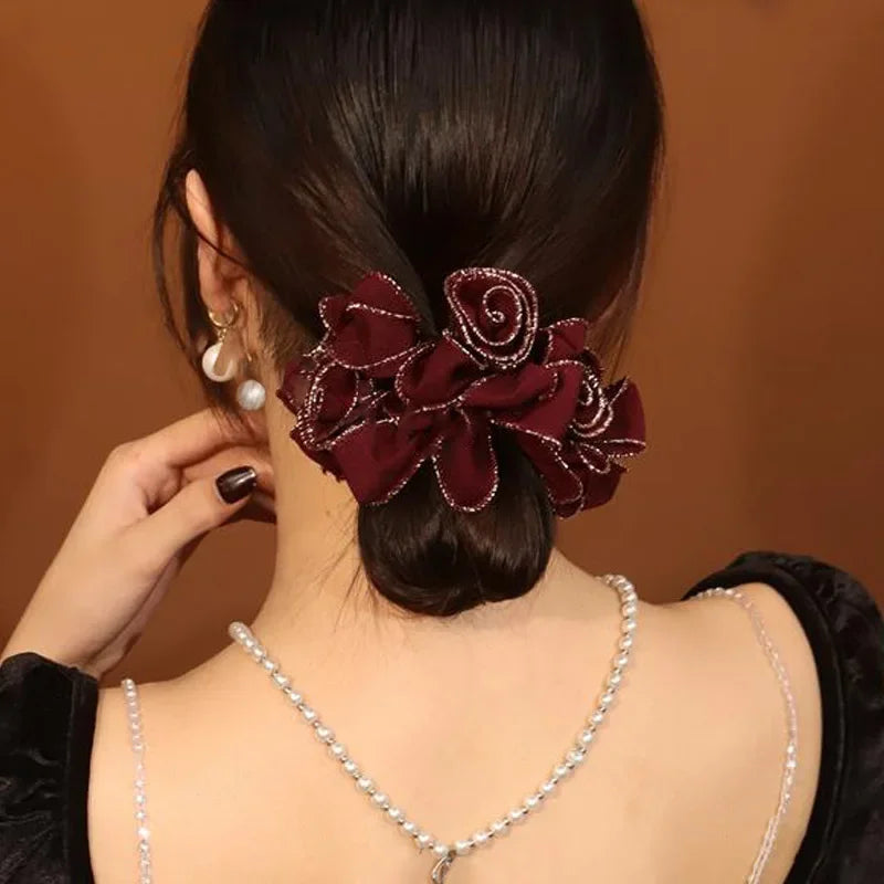 Women’s Double-Layer Floral Hair Scrunchie