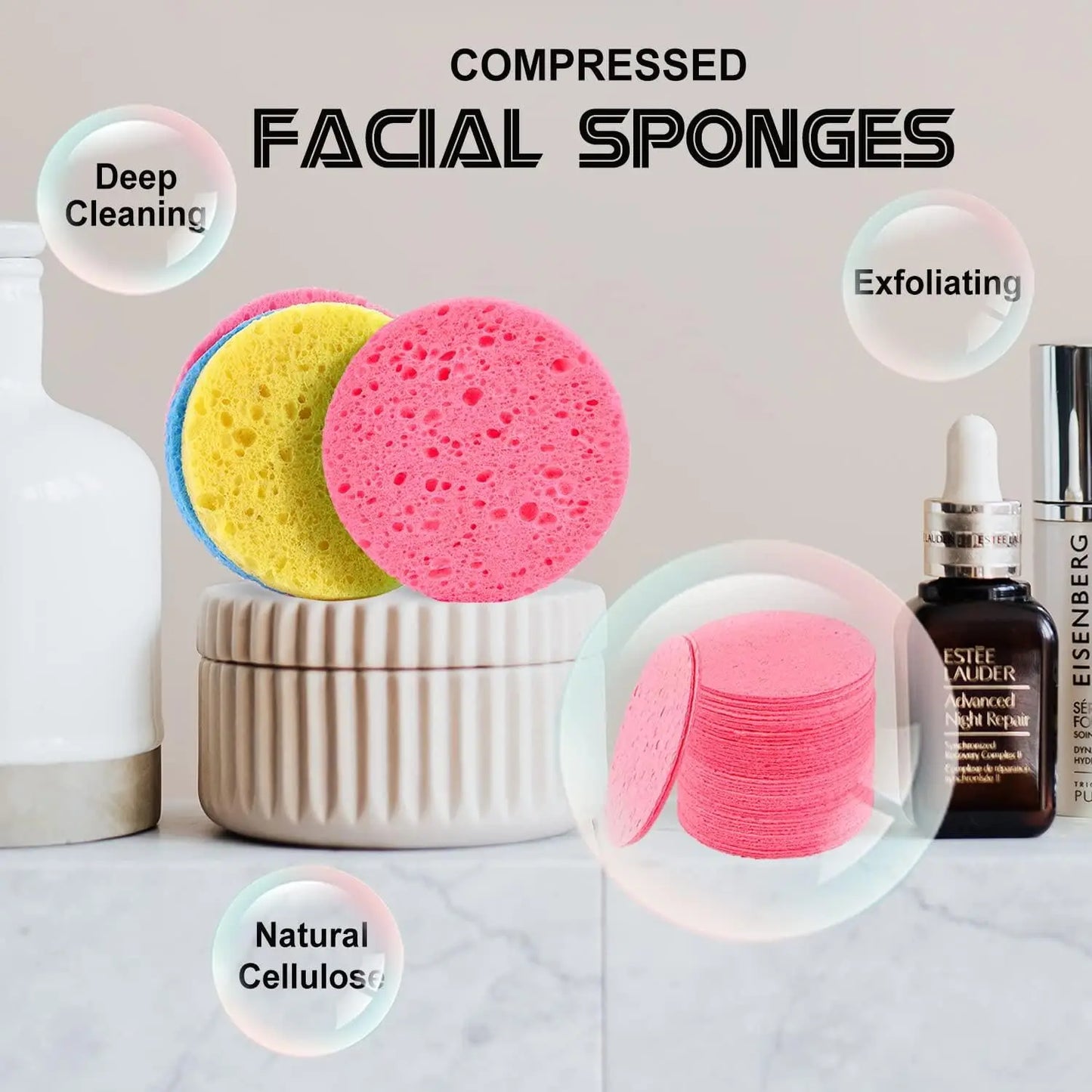 Natural Cellulose Facial Cleansing Sponges