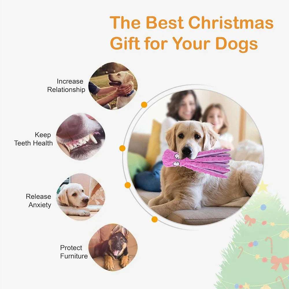 Stuffing-Free Octopus Squeaky Dog Toy