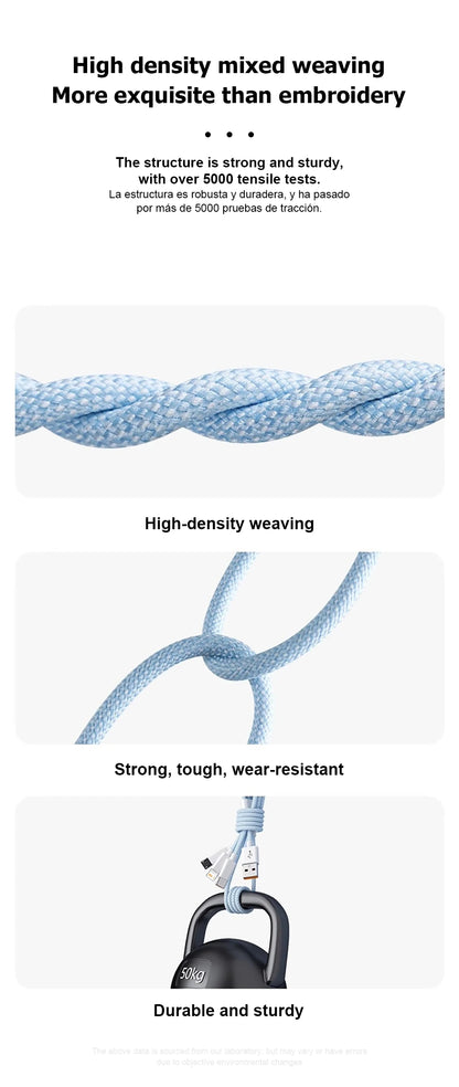 3-in-1 Fast Charging Cable with USB-C, Lightning & Micro-USB