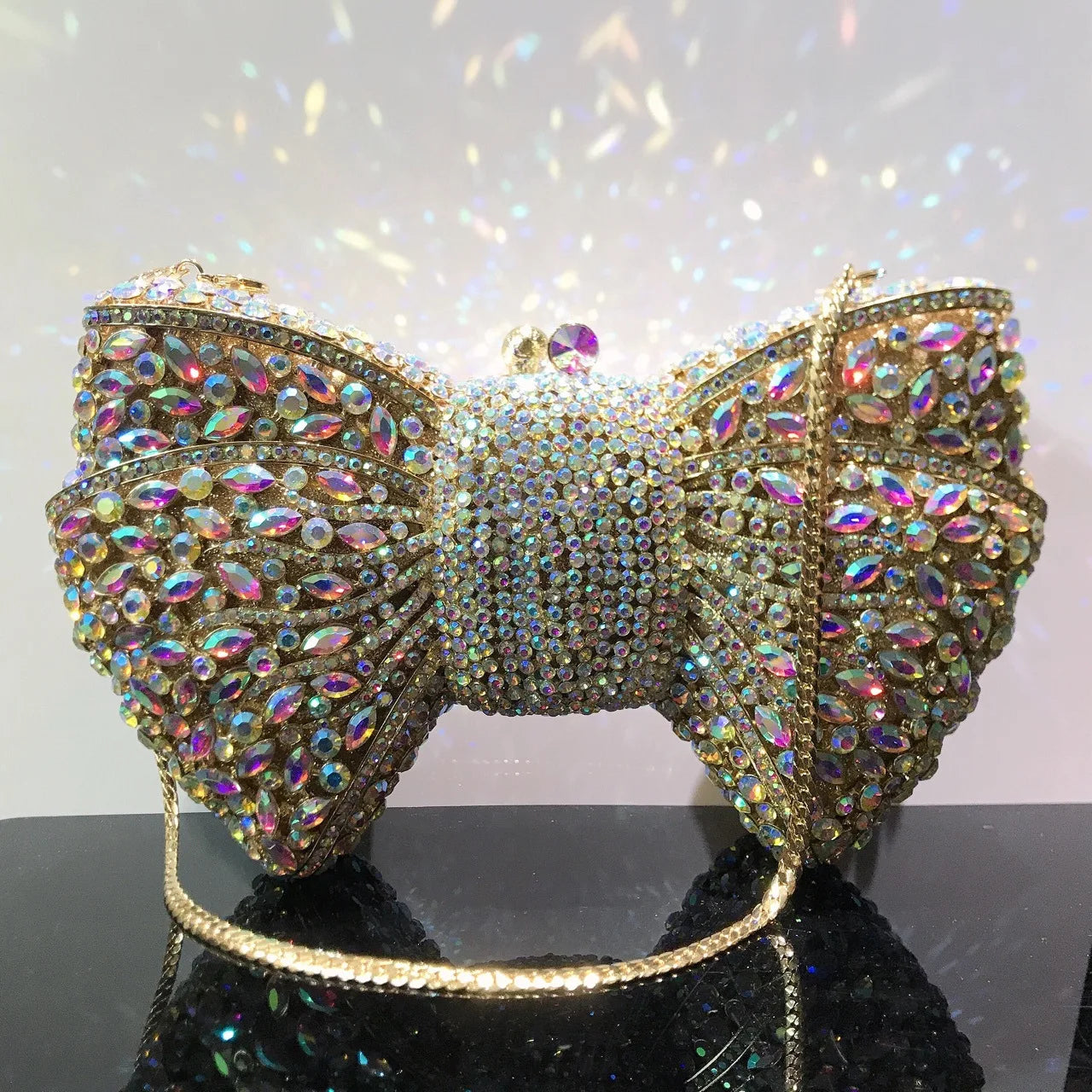 Rhinestone Bow Evening Clutch