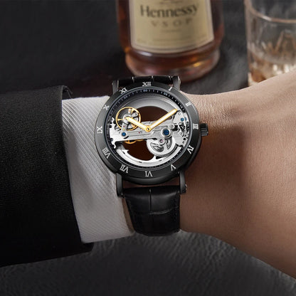 Men's Automatic Skeleton Mechanical Leather Watch