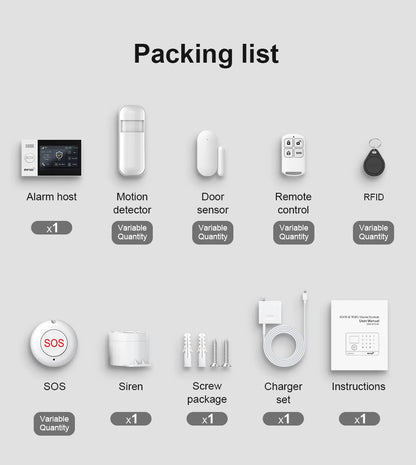 Tuya Security Alarm Kit with Touch Screen & Sensors