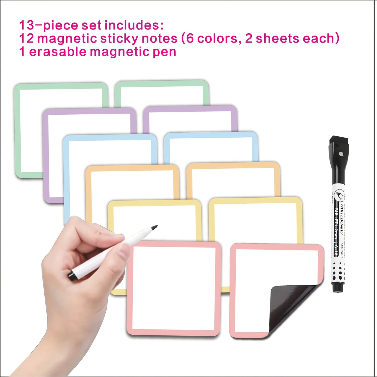 Reusable Magnetic Whiteboard Sticky Notes for Fridge, Whiteboard & Office Organization