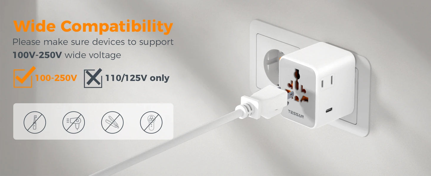 Universal Travel Adapter with 5 USB Ports