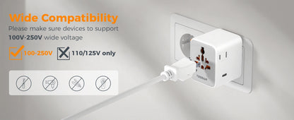 Universal Travel Adapter with 5 USB Ports