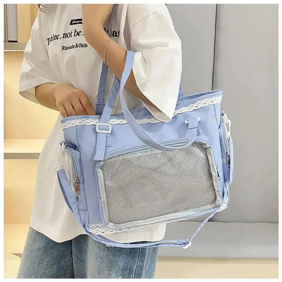 Large Canvas Ita Crossbody Tote Bag