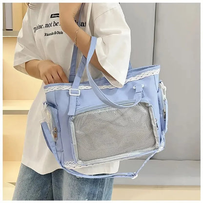 Large Canvas Ita Crossbody Tote Bag