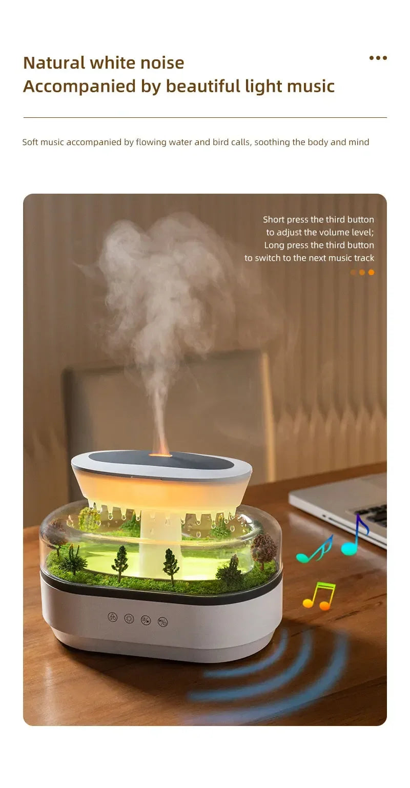 Raindrop Aroma Humidifier with White Noise & Colorful LED Light