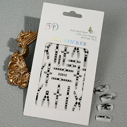 5D Glitter Floral Nail Art Stickers