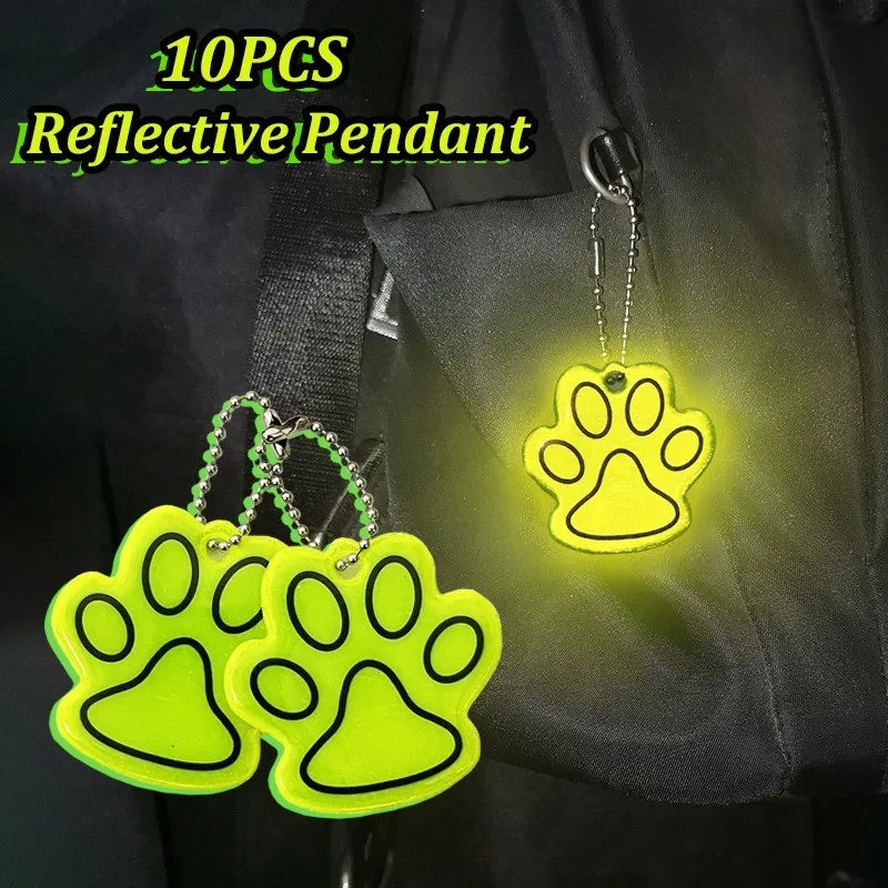 Double-Sided Reflective Paw Charm for Keys, Bags & Pet Accessories
