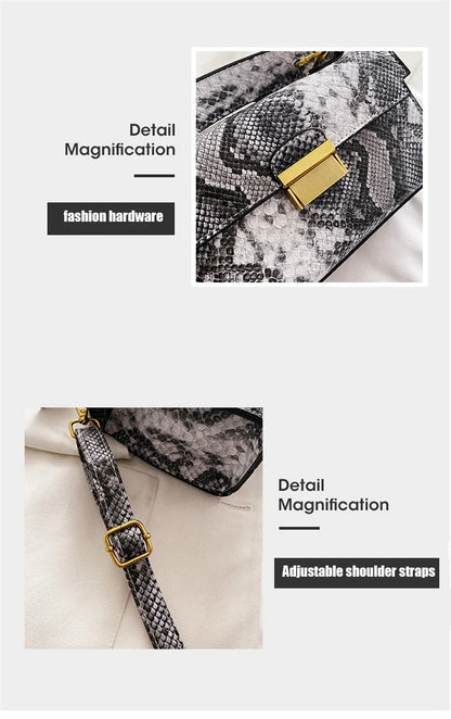Luxury Snake Pattern Crossbody Shoulder Bag