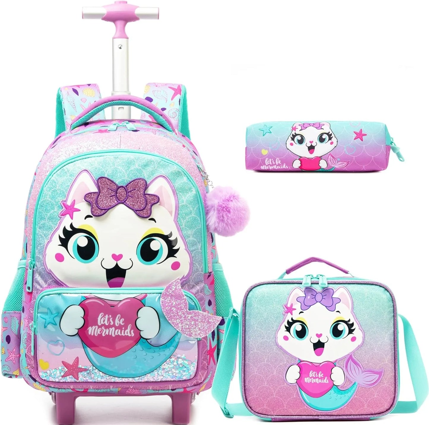Kids Rolling School Backpack Set