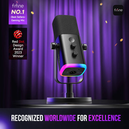 Professional USB & XLR Dynamic Streaming Microphone with RGB Lighting