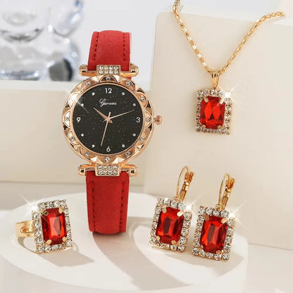 Women's Rhinestone Quartz Watch & Bracelet Gift Set