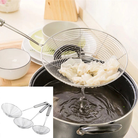 Fine Mesh Stainless Steel Oil Skimmer & Food Strainer