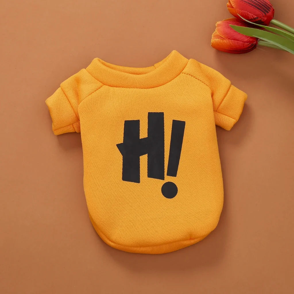 Cartoon Letter Dog Sweater – Warm Pet Shirt for Autumn & Winter