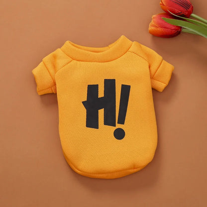 Cartoon Letter Dog Sweater – Warm Pet Shirt for Autumn & Winter