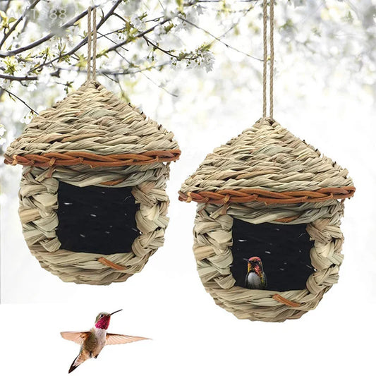 Handwoven Hanging Bird Nest Shelter for Outdoor Gardens
