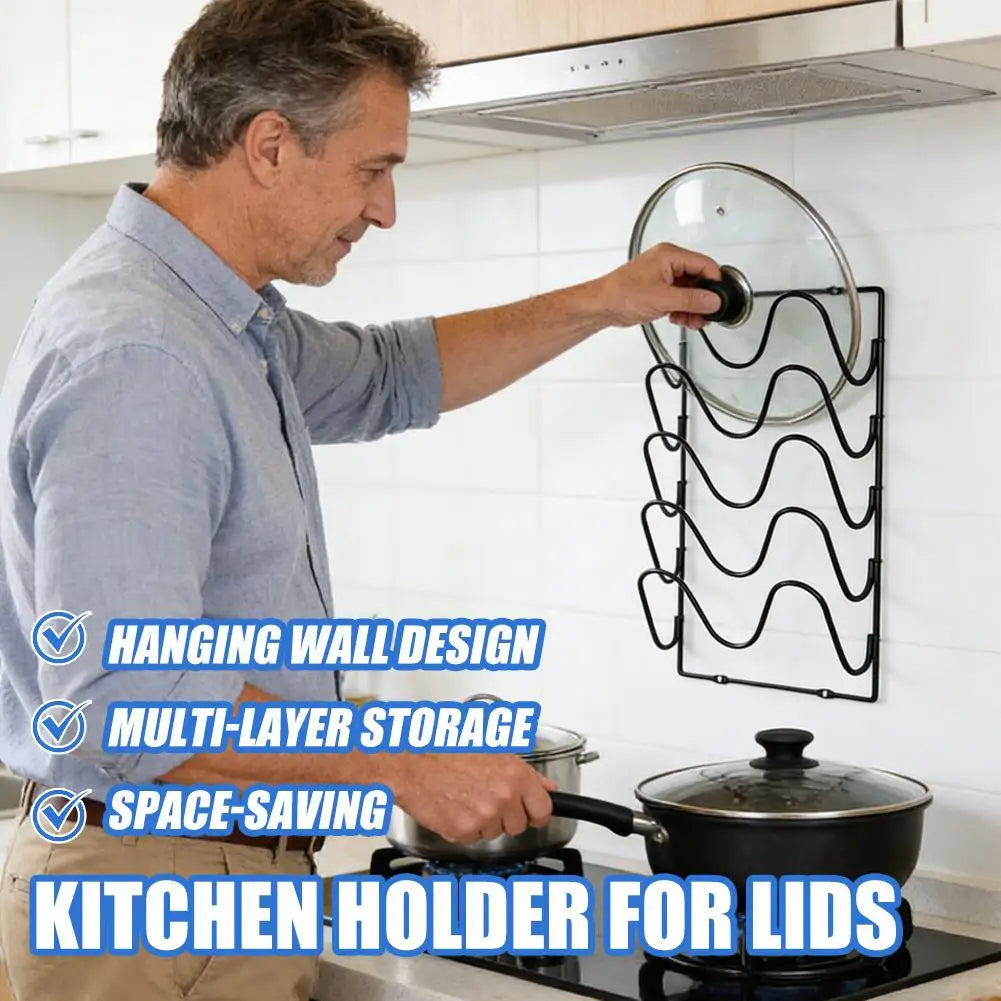 Wall Mounted Pot Lid Organizer Rack