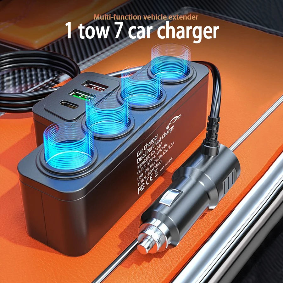 120W 4-Port Car Charging Adapter