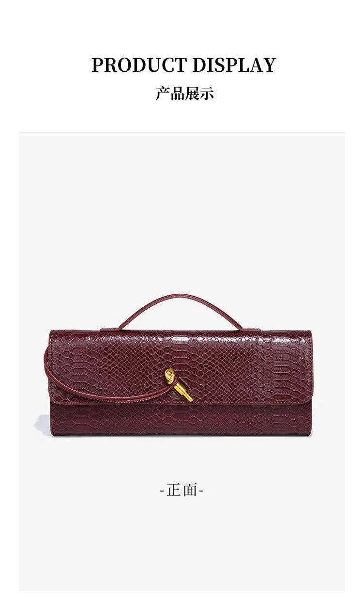 Luxury Snakeskin Top Handle Shoulder Bag